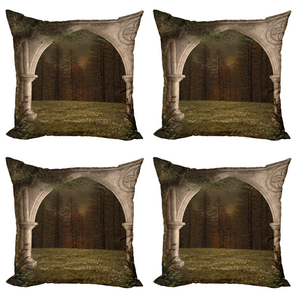 East Urban Home Kissenbezug, RetroBogen in Garten, gotisch, Beige Grün